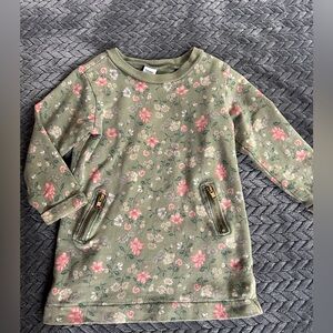 Old Navy Green Floral Kids Sweatshirt Dress